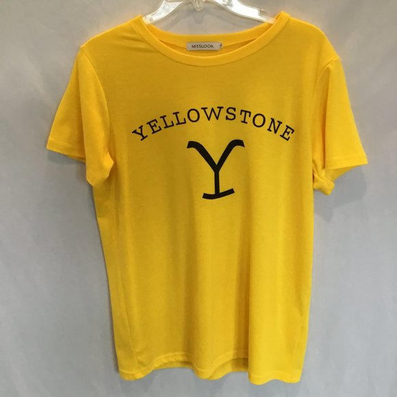Mislook Unisex Yellowstone Dutton Ranch Brand Logo Tee Yellow Size Men's Large - Picture 9 of 10